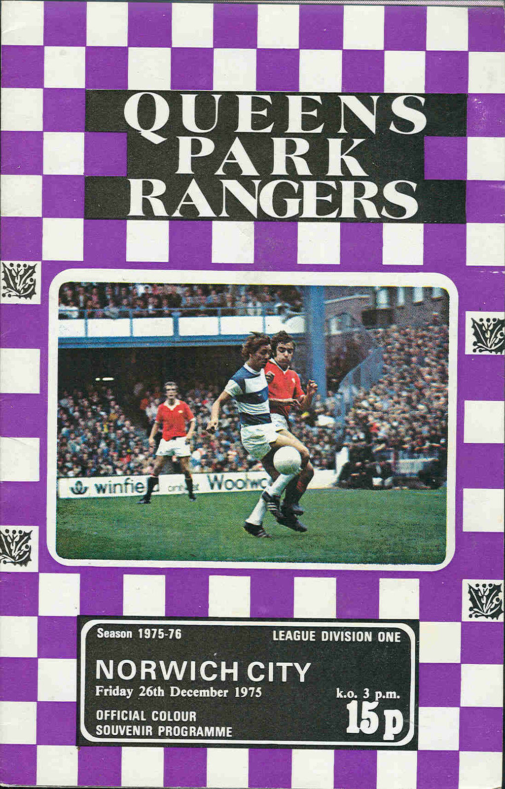 English Football Program: Queens Park Rangers vs. Norwich City (December 26, 1975)