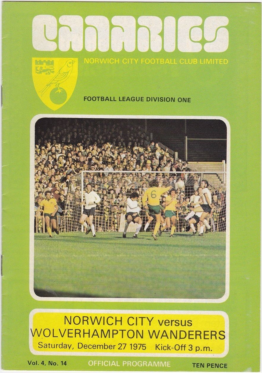 English Football Program: Norwich City vs. Wolverhampton Wanderers (December 27, 1975)