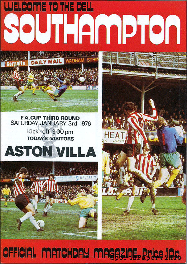 English Football Program: Southampton vs. Aston Villa (January 3, 1976)
