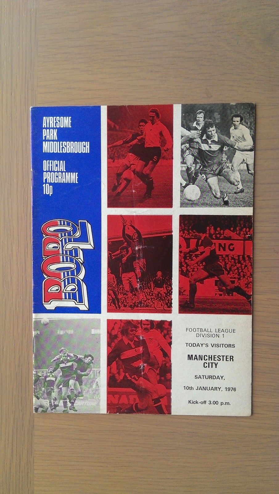 English Football Program: Middlesbrough vs. Manchester City (January 10, 1976)