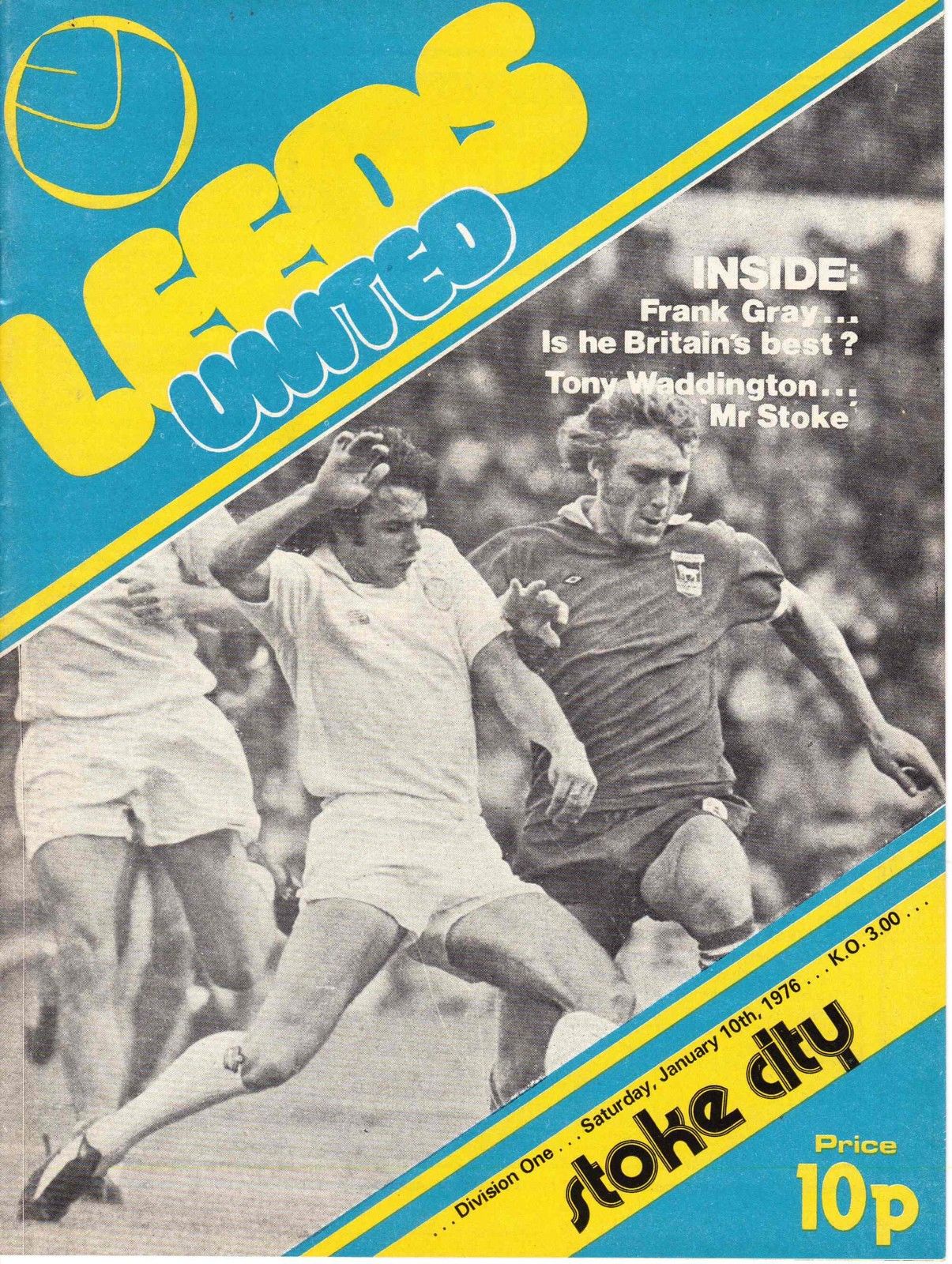 English Football Program: Leeds United vs. Stoke City (January 10, 1976)