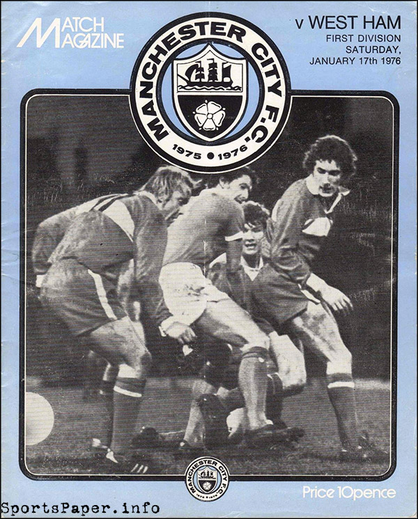 English Football Program: Manchester City vs. West Ham United (January 17, 1976)