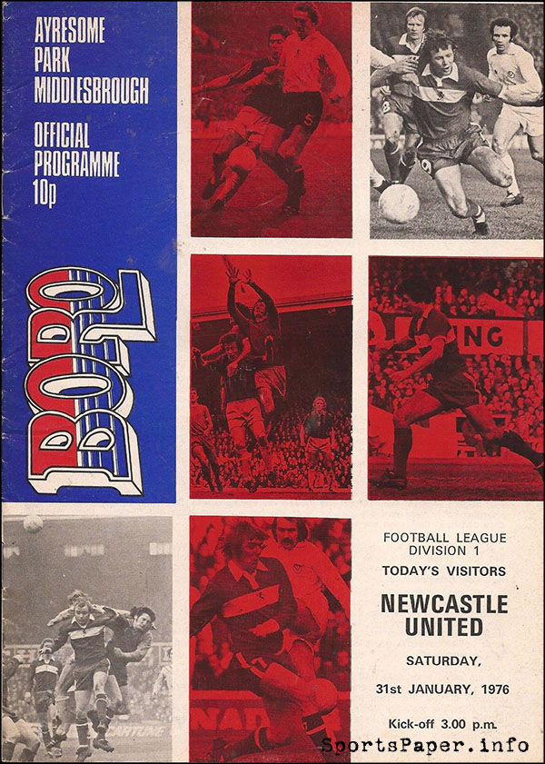 English Football Program: Middlesbrough vs. Newcastle United (January 31, 1976)