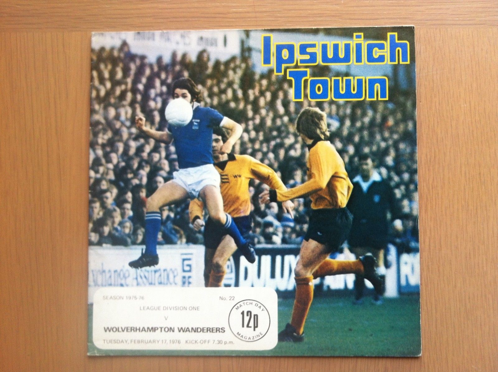 English Football Program: Ipswich Town vs. Wolverhampton Wanderers (February 17, 1976)