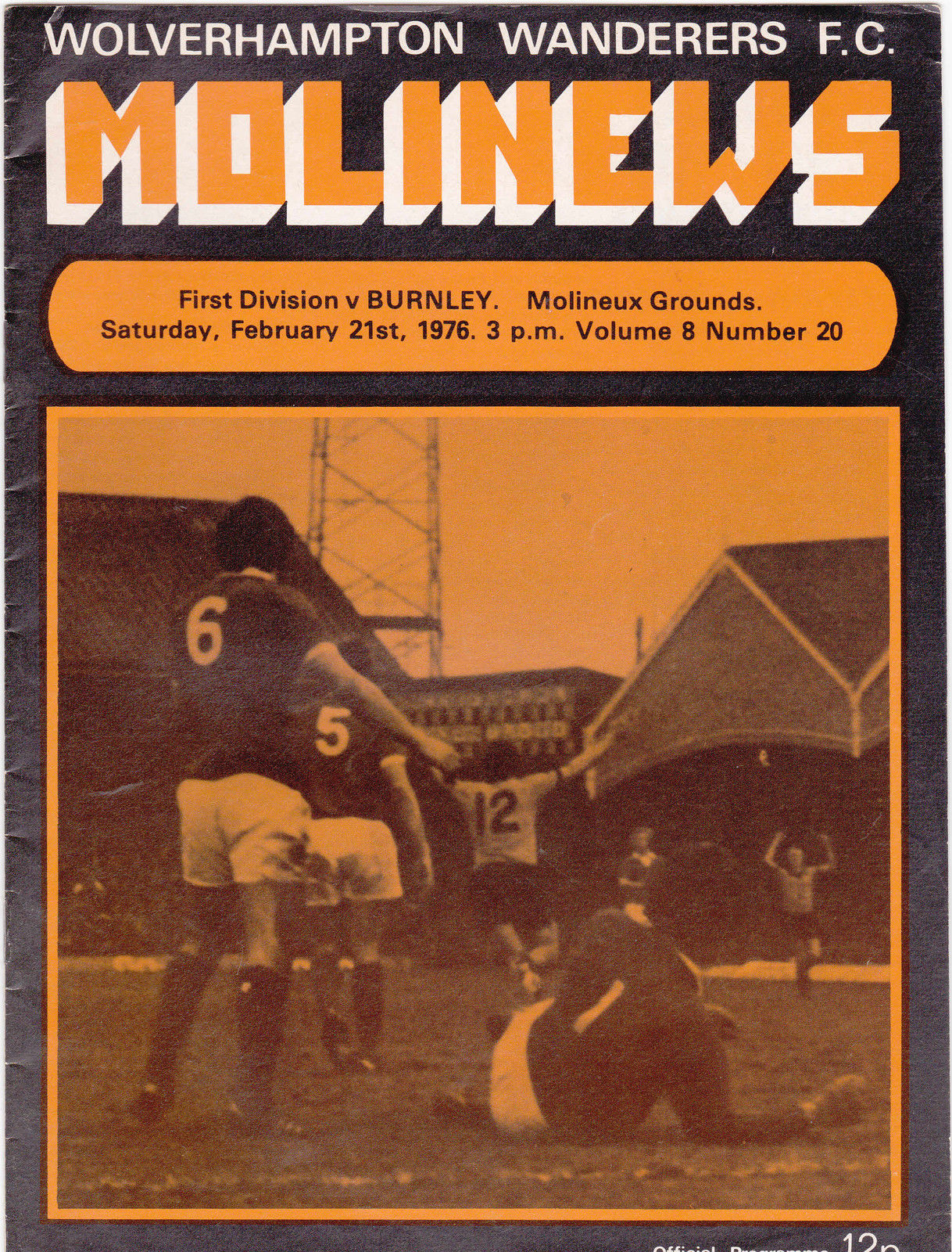 English Football Program: Wolverhampton Wanderers vs. Burnley (February 21, 1976)