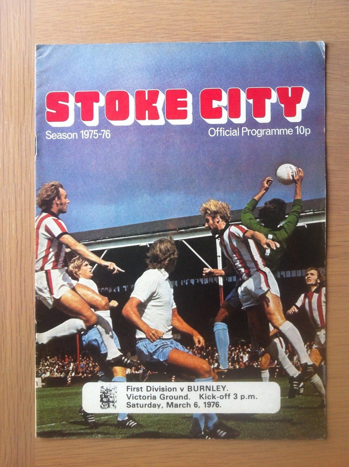 English Football Program: Stoke City vs. Burnley (March 6, 1976)