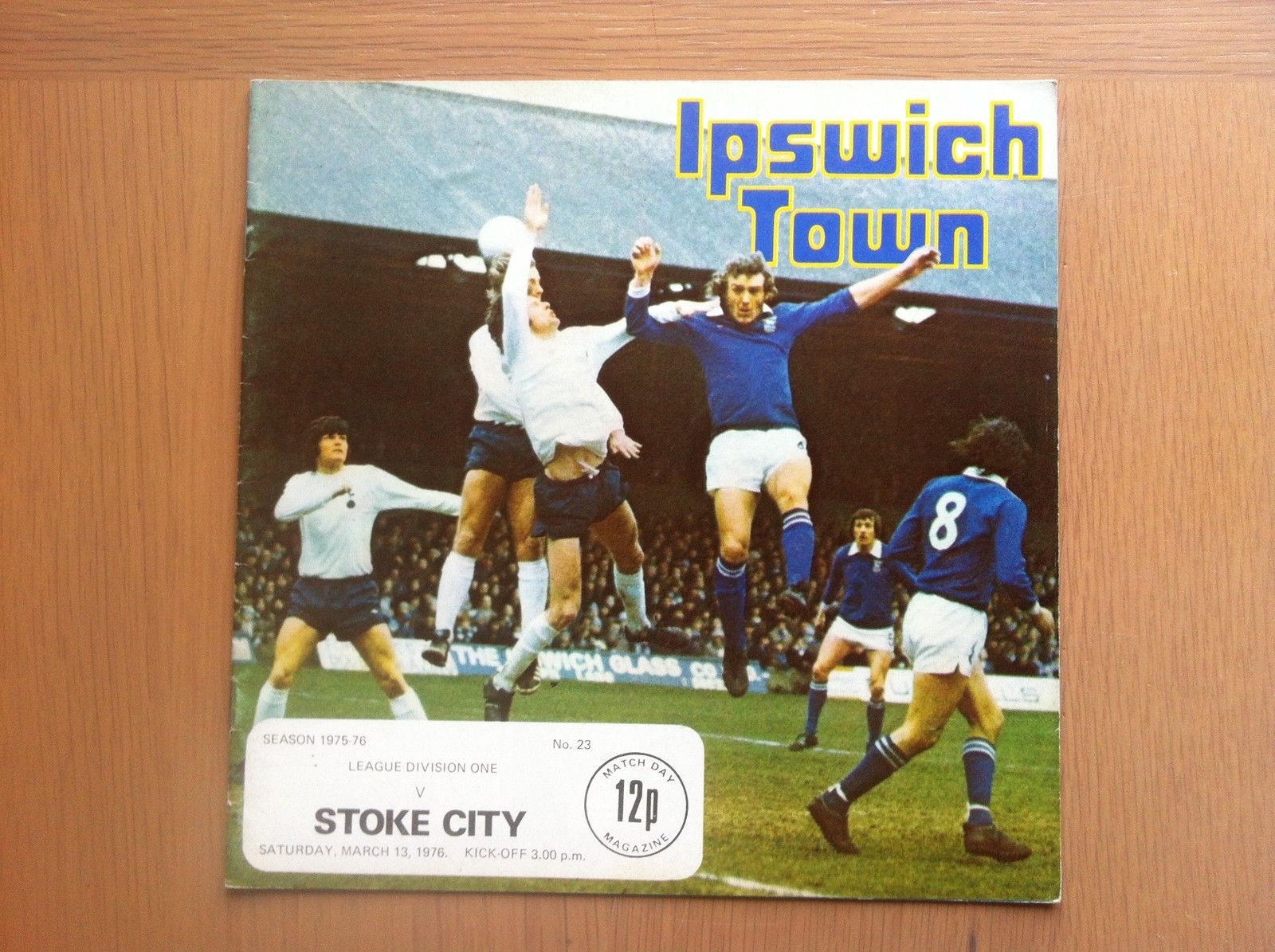 English Football Program: Ipswich Town vs. Stoke City (March 13, 1976)