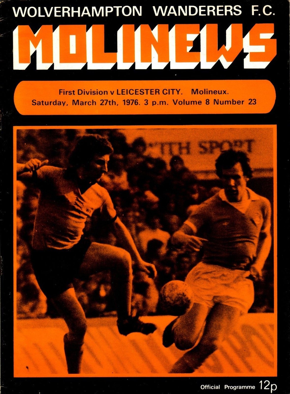 English Football Program: Wolverhampton Wanderers vs. Leicester City (March 27, 1976)