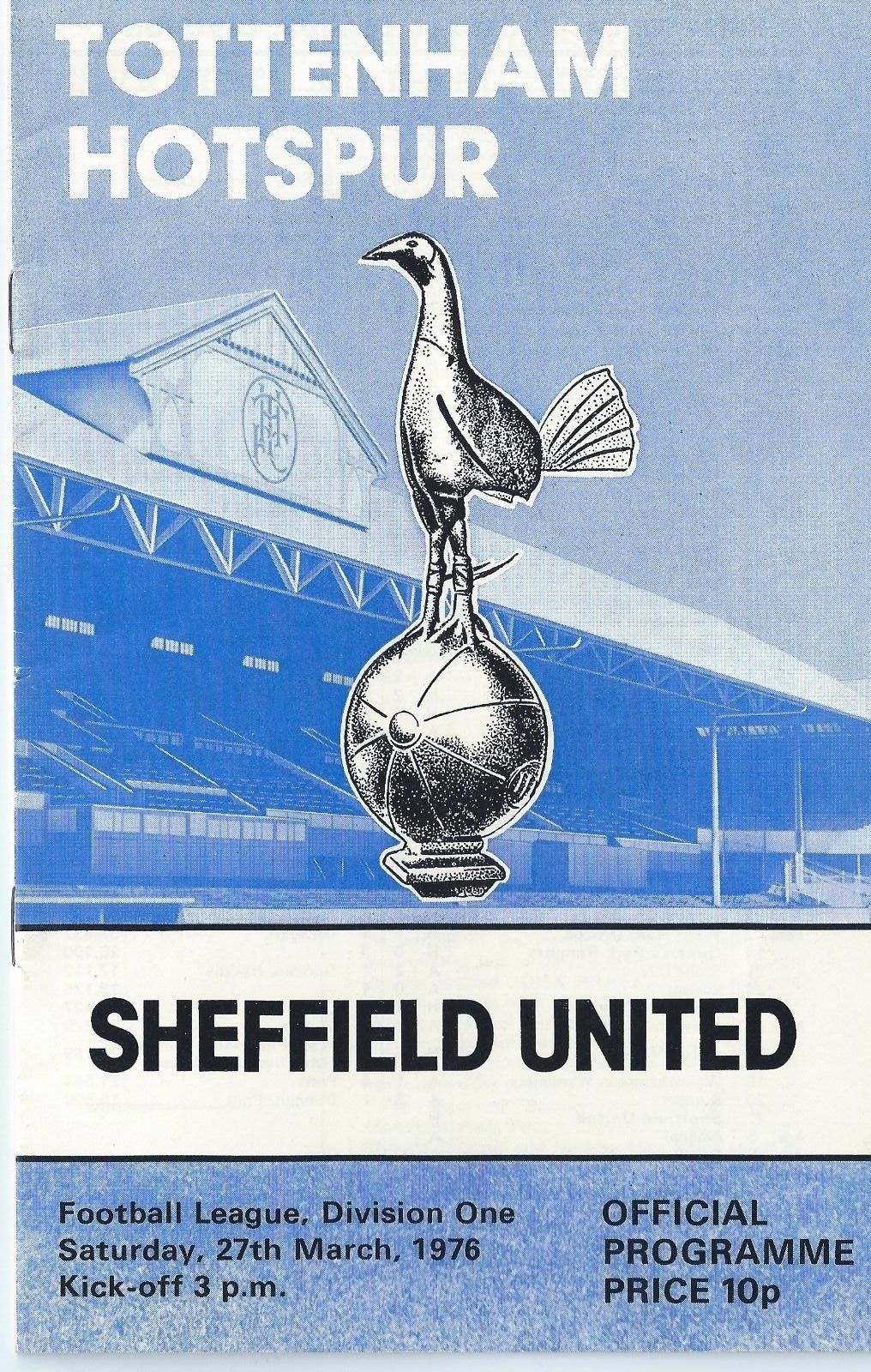 English Football Program: Tottenham Hotspur vs. Sheffield United (March 27, 1976)