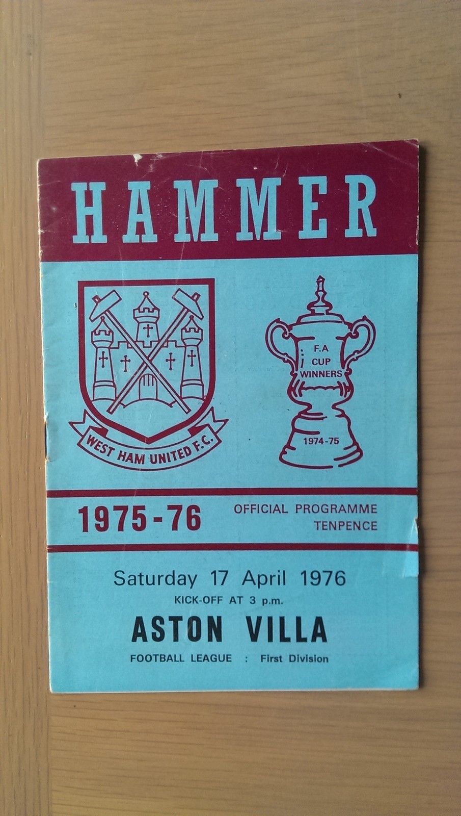 English Football Program: West Ham United vs. Aston Villa (April 17, 1976)