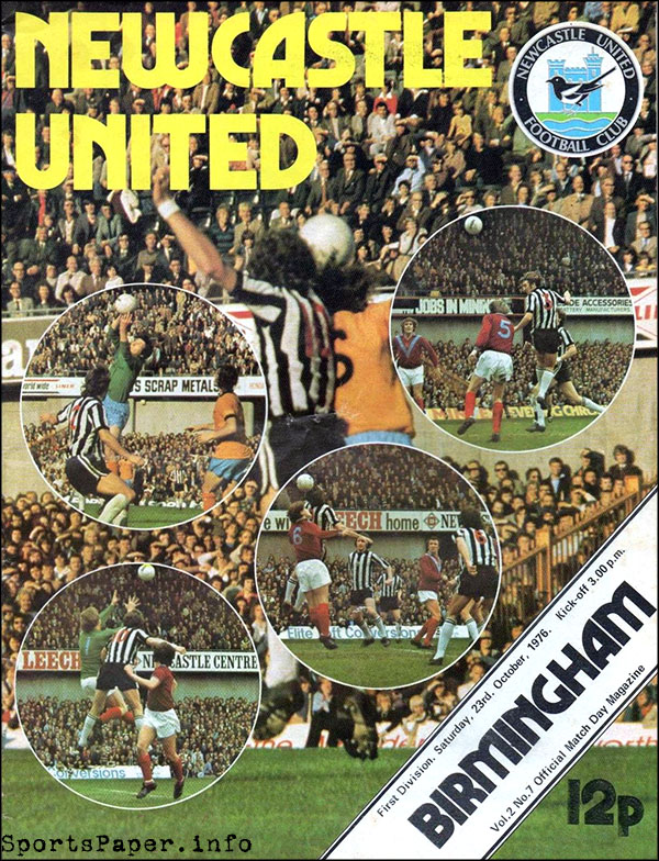 English Football Program: Newcastle United vs. Birmingham City (October 23, 1976)