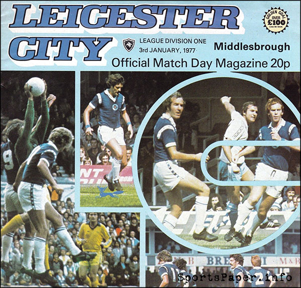 English Football Program: Leicester City vs. Middlesbrough (January 3, 1977)
