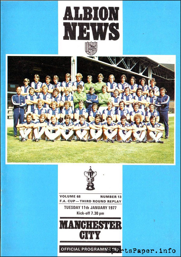 English Football Program: West Bromwich Albion vs. Manchester City (January 11, 1977)