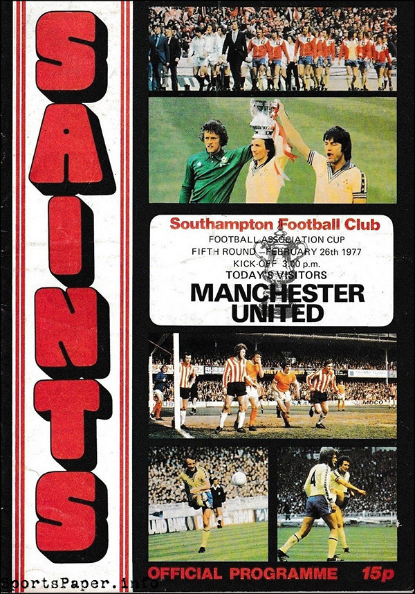 English Football Program: Southampton vs. Manchester United (February 26, 1977)