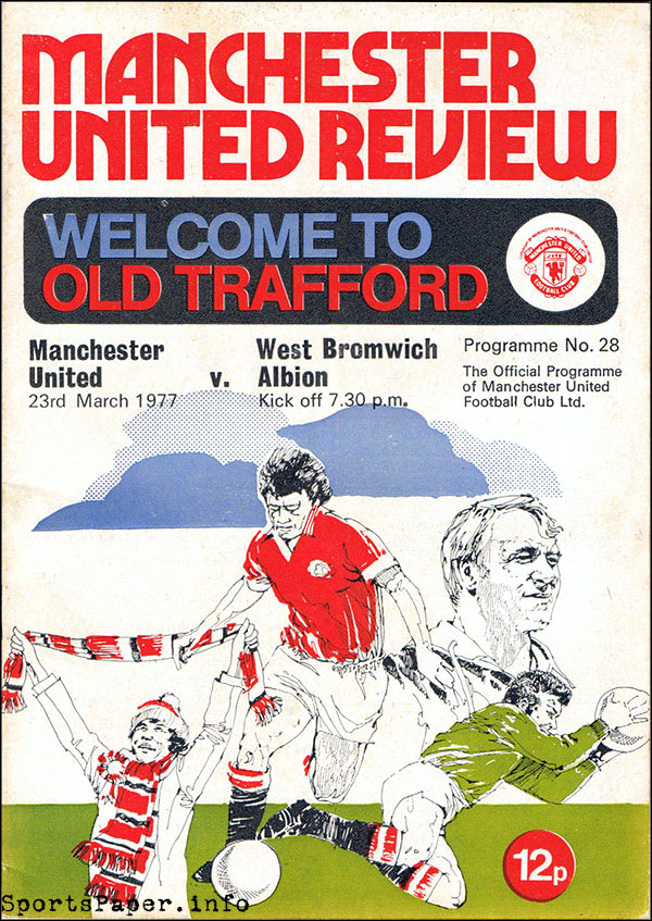 English Football Program: Manchester United vs. West Bromwich Albion (March 23, 1977)
