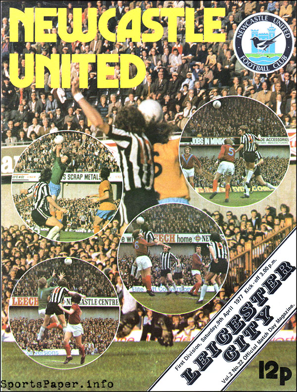 English Football Program: Newcastle United vs. Leicester City (April 9, 1977)