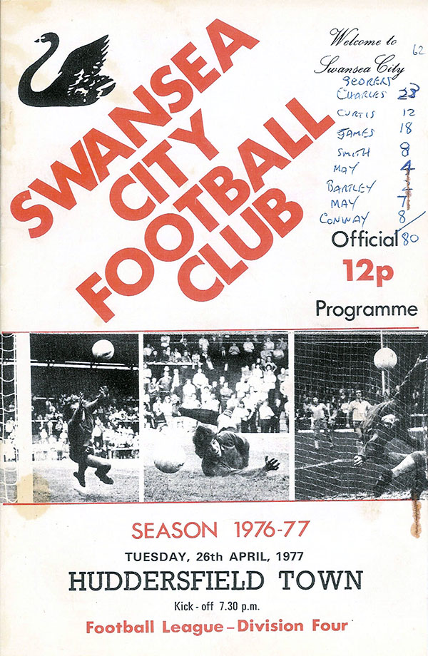 English Football Program: Swansea City vs. Huddersfield Town (April 26, 1977)