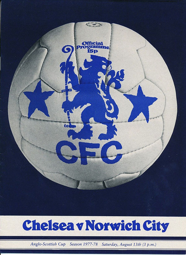 English Football Program: Chelsea vs. Norwich City (August 13, 1977)