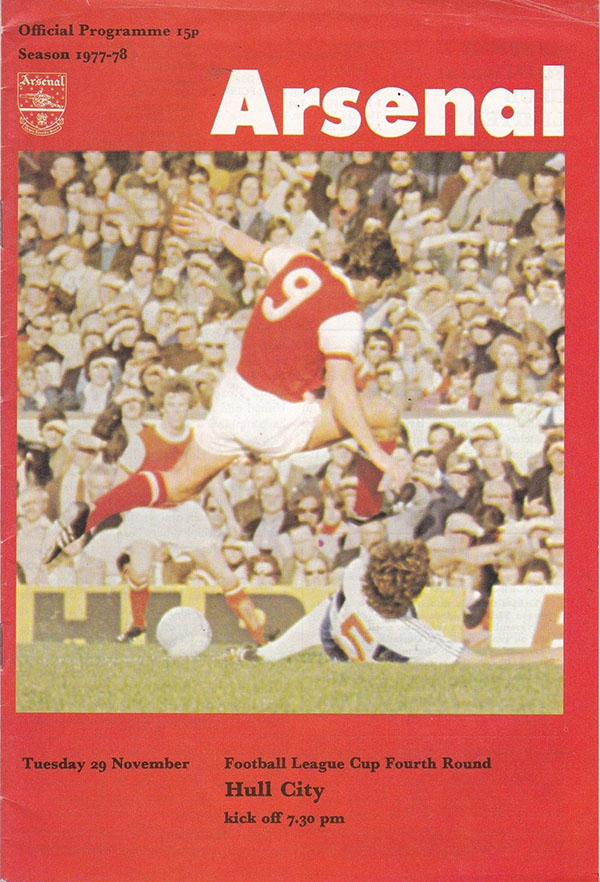 English Football Program: Arsenal vs. Hull City (November 29, 1977)