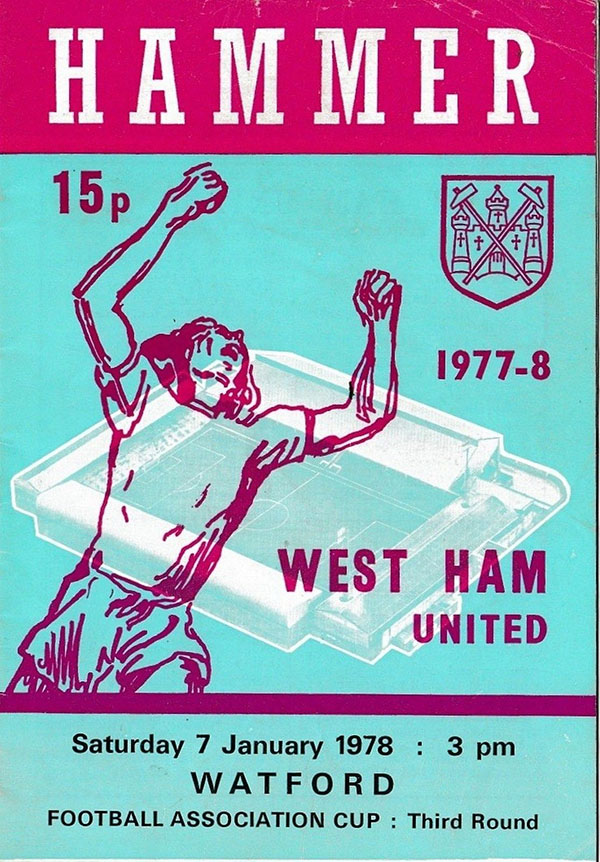 English Football Program: West Ham United vs. Watford (January 7, 1978)