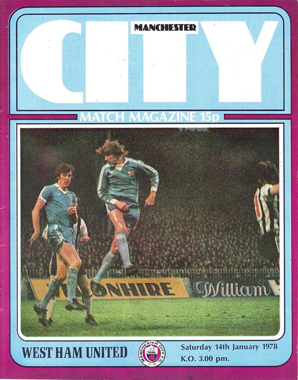 English Football Program: Manchester City vs. West Ham United (January 14, 1978)