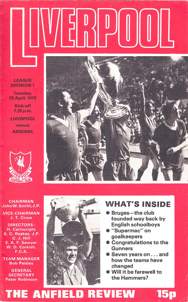 English Football Program: Liverpool vs. Arsenal (April 25, 1978)