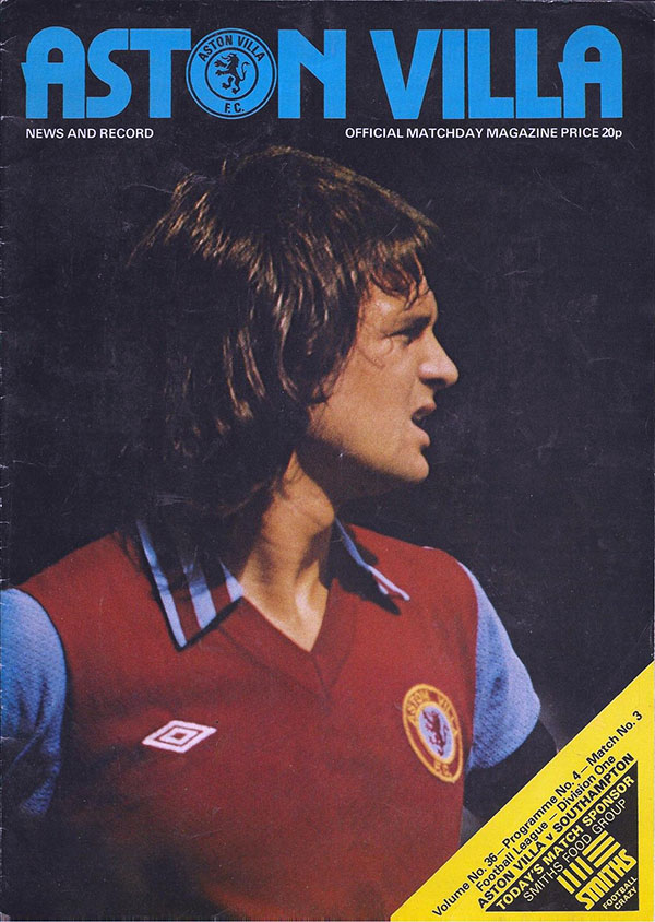English Football Program: Aston Villa vs. Southampton (September 2, 1978)