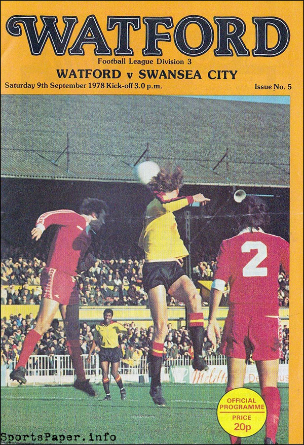 English Football Program: Watford vs. Swansea City (September 9, 1978)