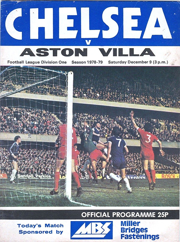 English Football Program: Chelsea vs. Aston Villa (December 9, 1978)