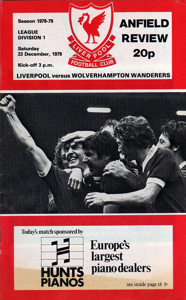 English Football Program: Liverpool vs. Wolverhampton Wanderers (December 23, 1978)