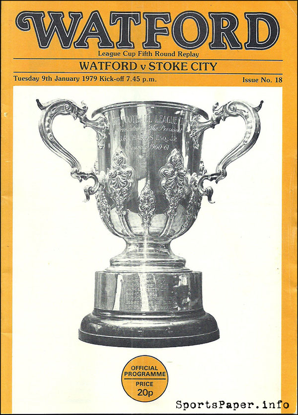 English Football Program: Watford vs. Stoke City (January 9, 1979)