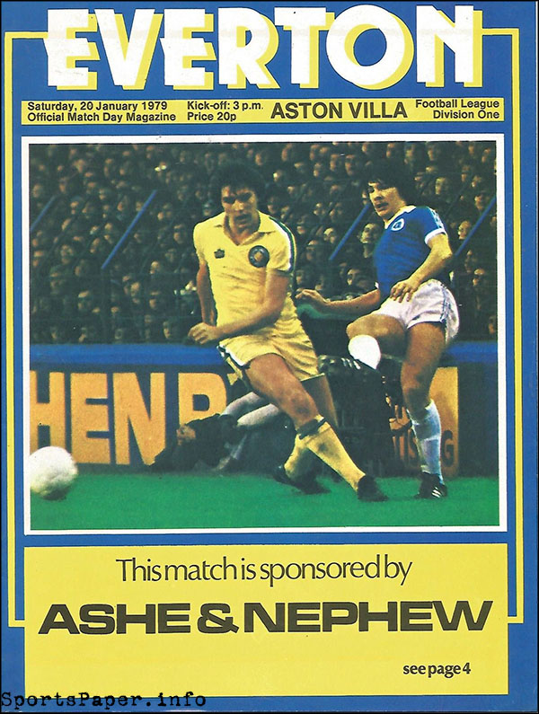 English Football Program: Everton vs. Aston Villa (January 20, 1979)