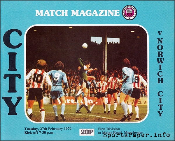 English Football Program: Manchester City vs. Norwich City (February 27, 1979)