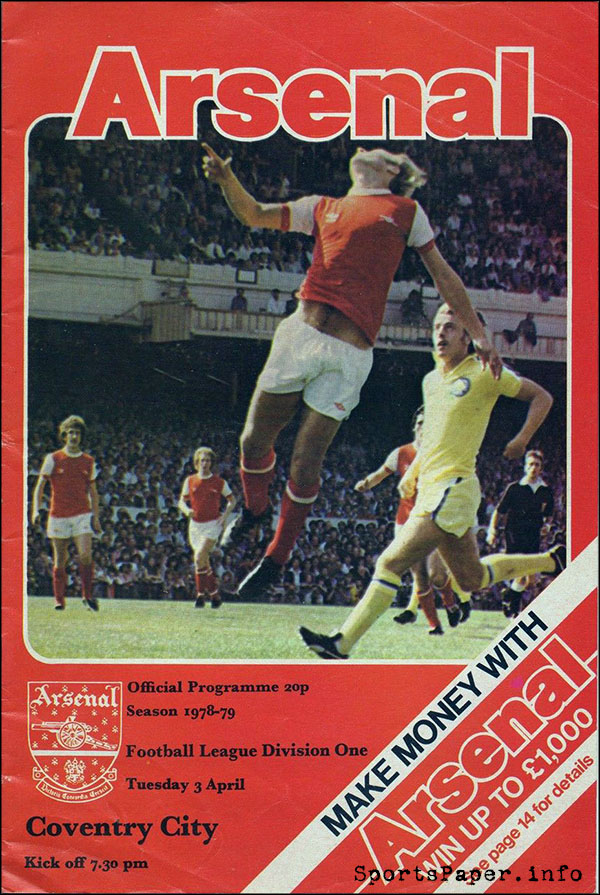 English Football Program: Arsenal vs. Coventry City (April 3, 1979)