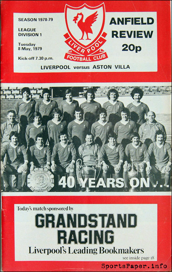 English Football Program: Liverpool vs. Aston Villa (May 8, 1979)