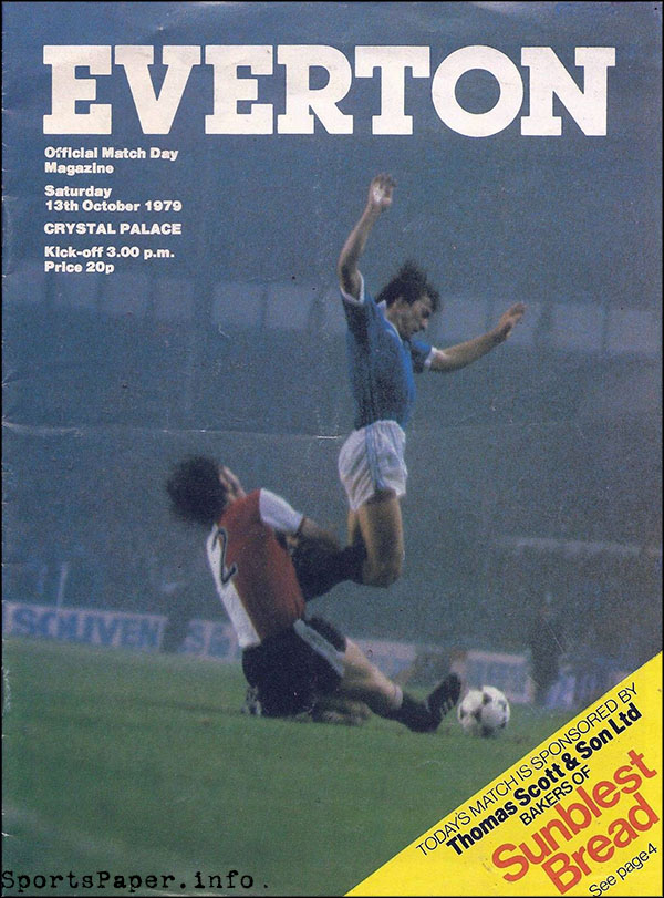 English Football Program: Everton vs. Crystal Palace (October 13, 1979)