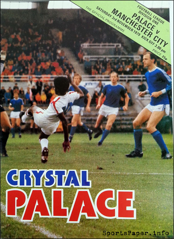 English Football Program: Crystal Palace vs. Manchester City (November 3, 1979)