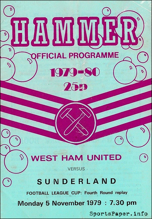 English Football Program: West Ham United vs. Sunderland (November 5, 1979)