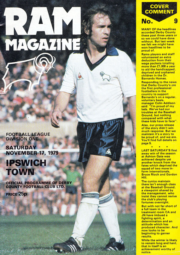English Football Program: Derby County vs. Ipswich Town (November 17, 1979)