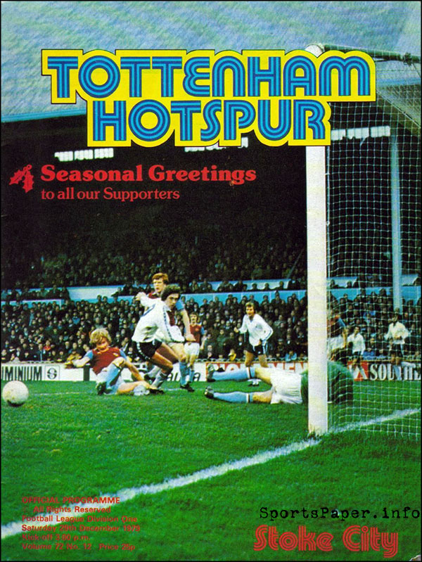 English Football Program: Tottenham Hotspur vs. Stoke City (December 29, 1979)