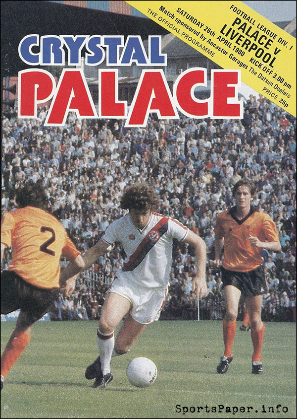 English Football Program: Crystal Palace vs. Liverpool (April 26, 1980)