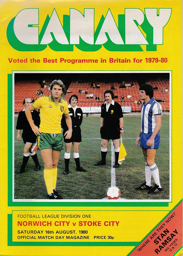 English Football Program: Norwich City vs. Stoke City (August 16, 1980)