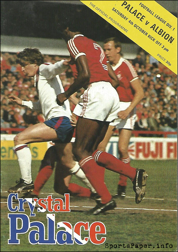 English Football Program: Crystal Palace vs. West Bromwich Albion (October 4, 1980)