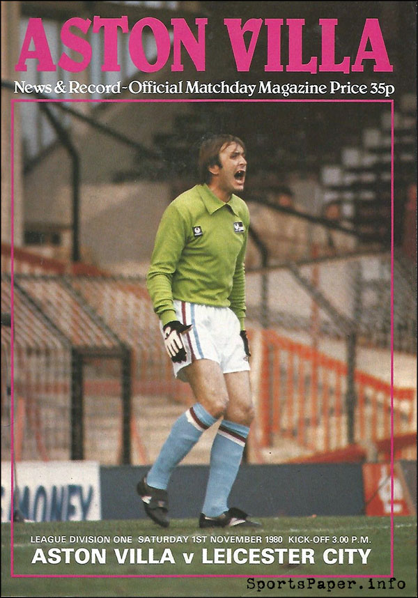 English Football Program: Aston Villa vs. Leicester City (November 1, 1980)