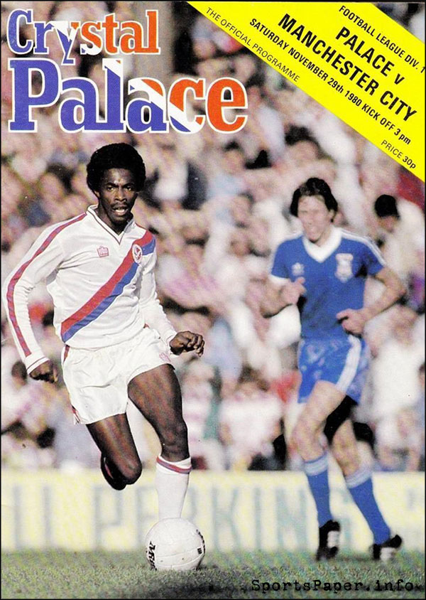 English Football Program: Crystal Palace vs. Manchester City (November 29, 1980)