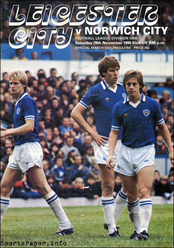 English Football Program: Leicester City vs. Norwich City (November 29, 1980)