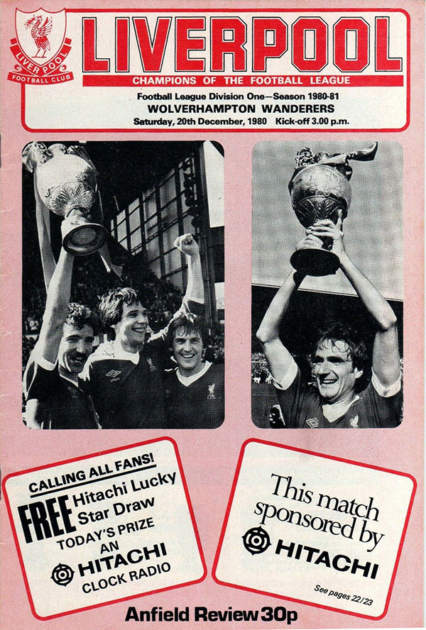 English Football Program: Liverpool vs. Wolverhampton Wanderers (December 20, 1980)