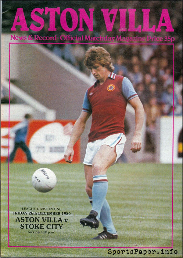 English Football Program: Aston Villa vs. Stoke City (December 26, 1980)