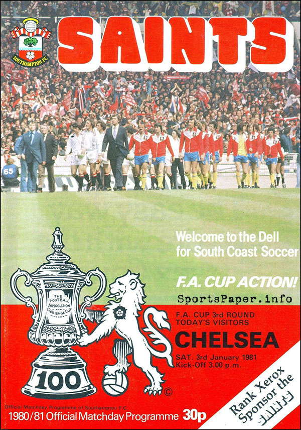 English Football Program: Southampton vs. Chelsea (January 3, 1981)
