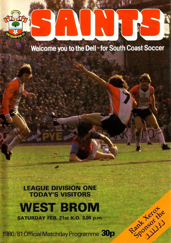 English Football Program: Southampton vs. West Bromwich Albion (February 21, 1981)